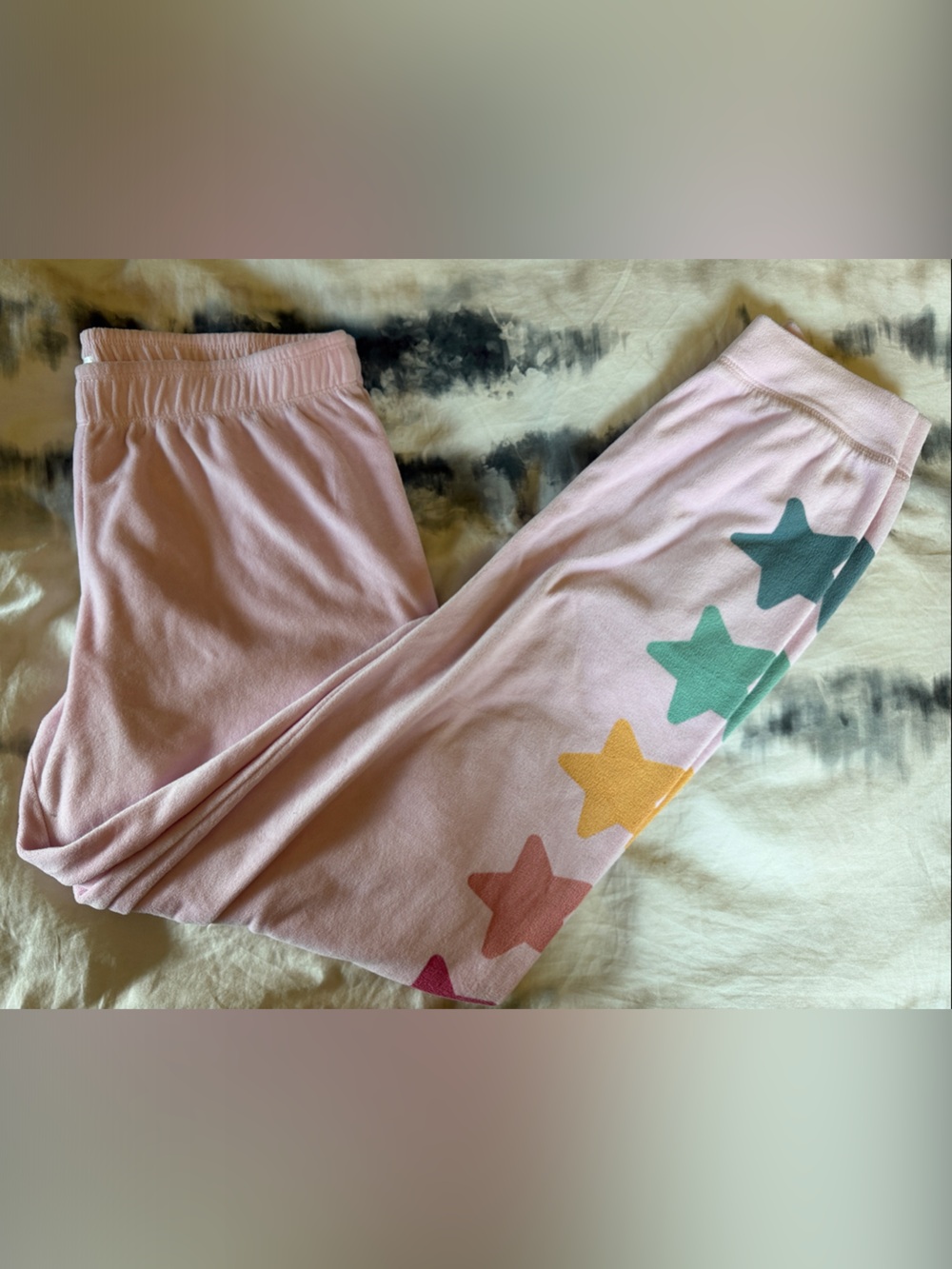 PJ Salvage Pink Sweatpants with Multicolor Star Print